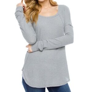 Gray Waffle Knit Top